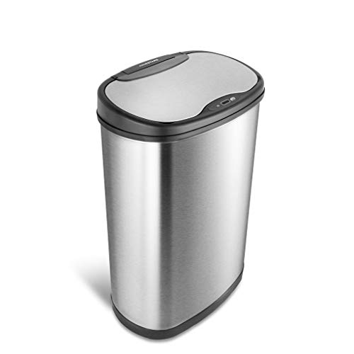 NINESTARS Stainless Steel DZT-50-25 Motion Sensor Trash Can, Large, 50liters, Silver