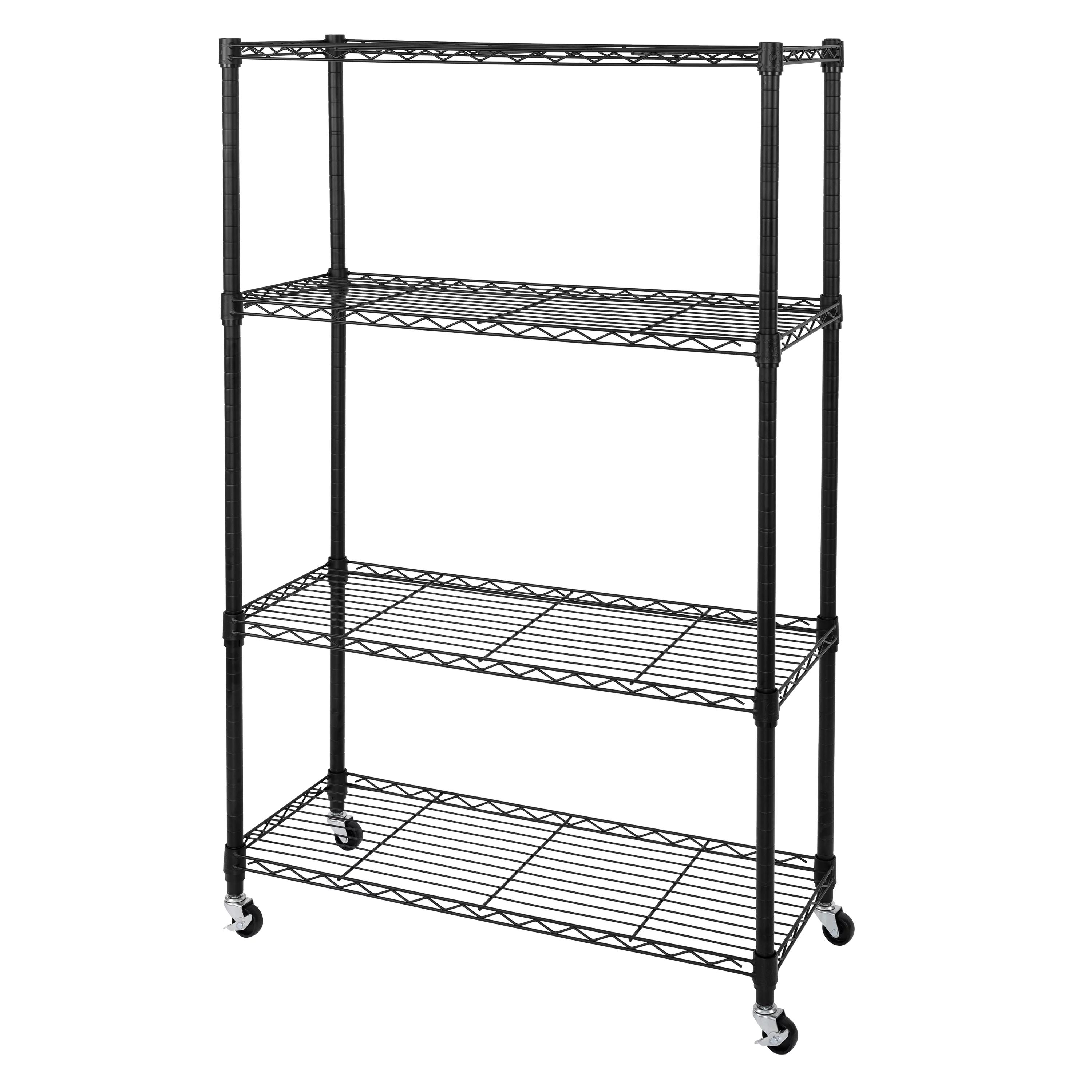 Seville Classics Solid Steel Wire Shelving Storage Unit Adjustable Shelves Organizer Rack, for Home, Kitchen, Office, Garage, Bedroom, Closet, Black, 4-Tier, 36