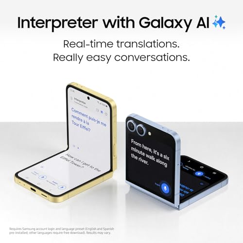 SAMSUNG Galaxy Z Flip 6 AI Cell Phone, 256GB Unlocked Android Smartphone, FlexCam, Photo Assist, Camcorder Mode, Live Interpreter, Foldable Design, 2024, US 1 Yr Manufacturer Warranty, Blue