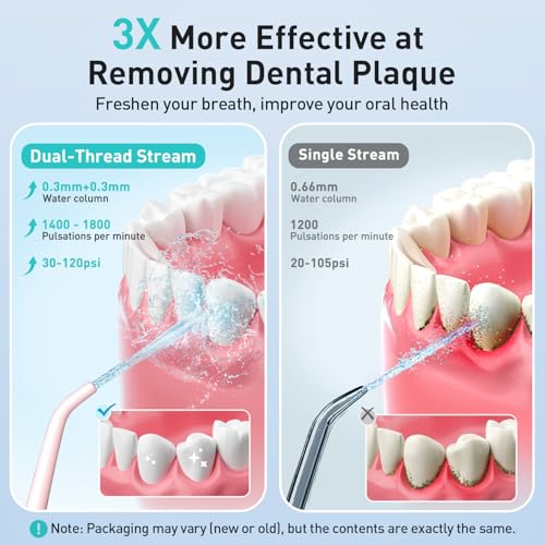 COSLUS Water Dental Flosser Teeth Pick: Portable Cordless Oral Irrigator 300ML Rechargeable Travel Irrigation Cleaner IPX7 Waterproof Electric Flossing Machine for Teeth Cleaning F5020E