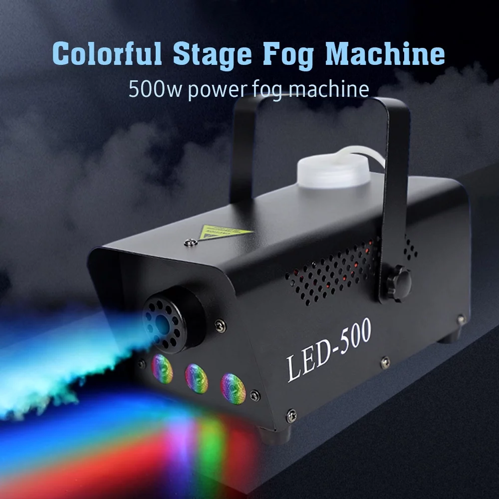 OWSOO Fog Machine for Bar Party and Private Room, Wireless Remote Control, 500W-LED Lights and Colorful Lights Stage Equipment