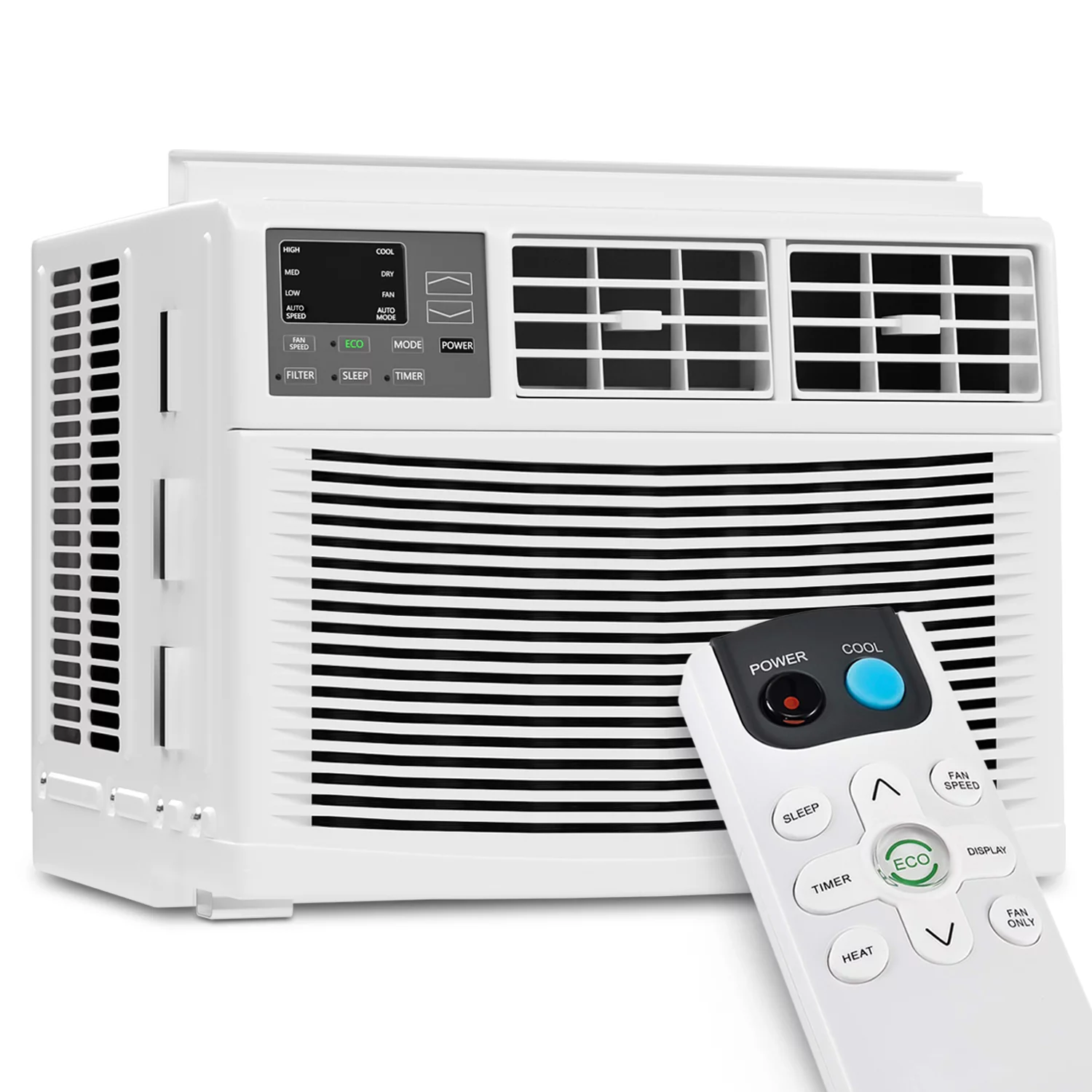 Magshion 8,000 BTU Window Mounted Air Conditioner, Cools Up to 350 Sq.Ft., Quiet Operation, Electronic Control with Remote, 4 Mode Fan Speeds, Auto Restart, 115V, White