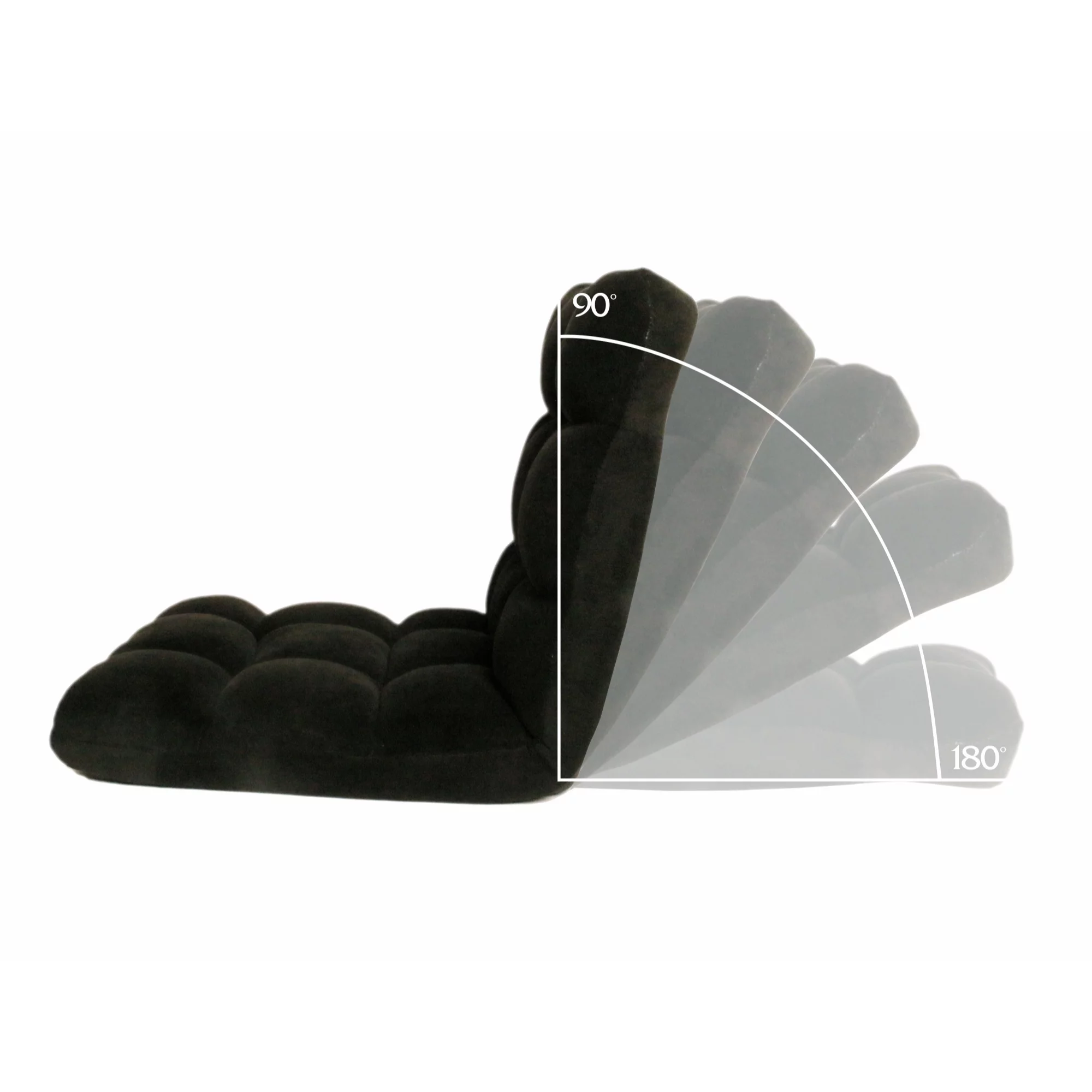 Loungie Microplush Recliner Chair Folding Floor Mat Adjustable Gaming Portable, Black