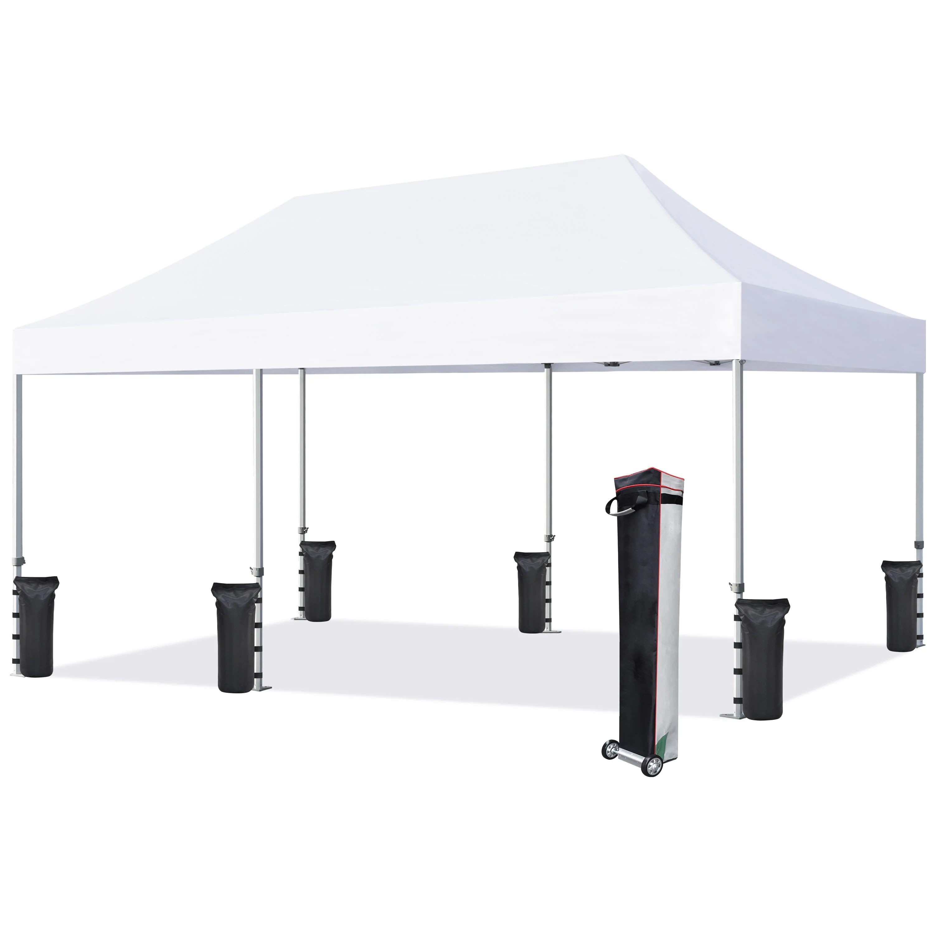 Eurmax Premium 10'x20' Ez Pop up Canopy Tent Bonus Wheeled Bag (Snowy)