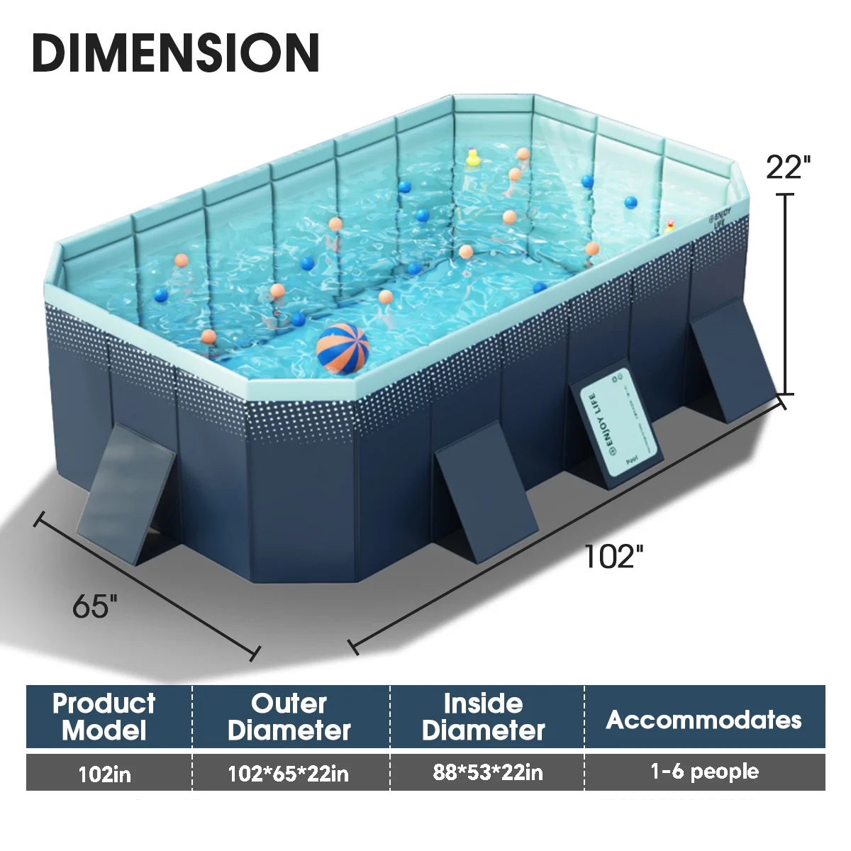 MONEHANE Swimming Pools for Kids,Adult Foldable Above Ground Swimming Pools Kiddie Pools,Inflatable-free Outdoor Dog Pools for Large Dog (102