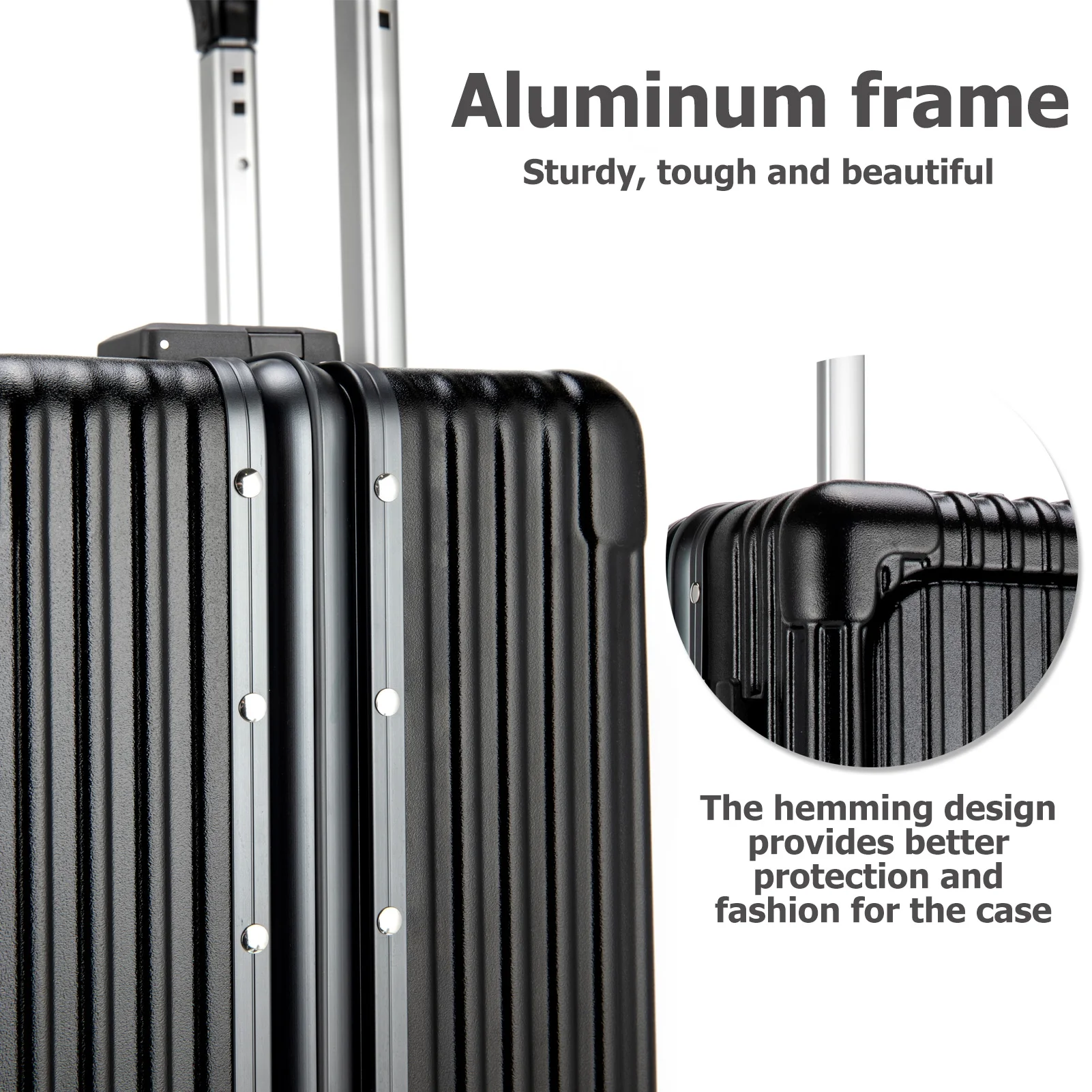 Aluminium Frame Hardside Expandable Spinner Wheel Luggage, Built-In TSA lock Carry on Suitcase, with Cup Holder & USB Port & Phone Holder - - in 18in/20in/24in Sizes