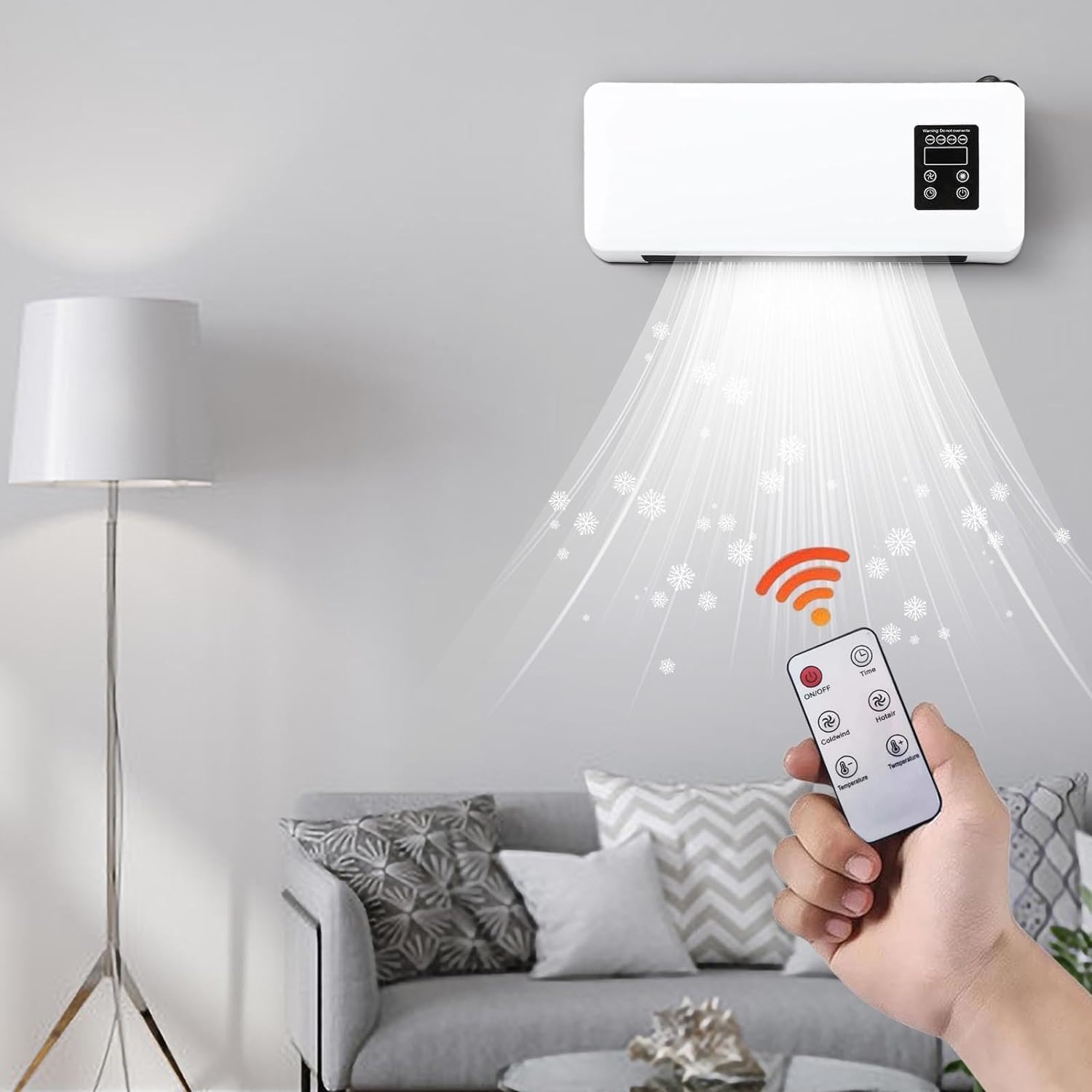 Wall Mounted Mini Cooling and Heating Air Conditioner with Remote Control,Small Air Conditioner Cooling Fan, 2-in-1 Portable Wall Mounted Ac and Heater for Bedroom, Office, Bathroom, School