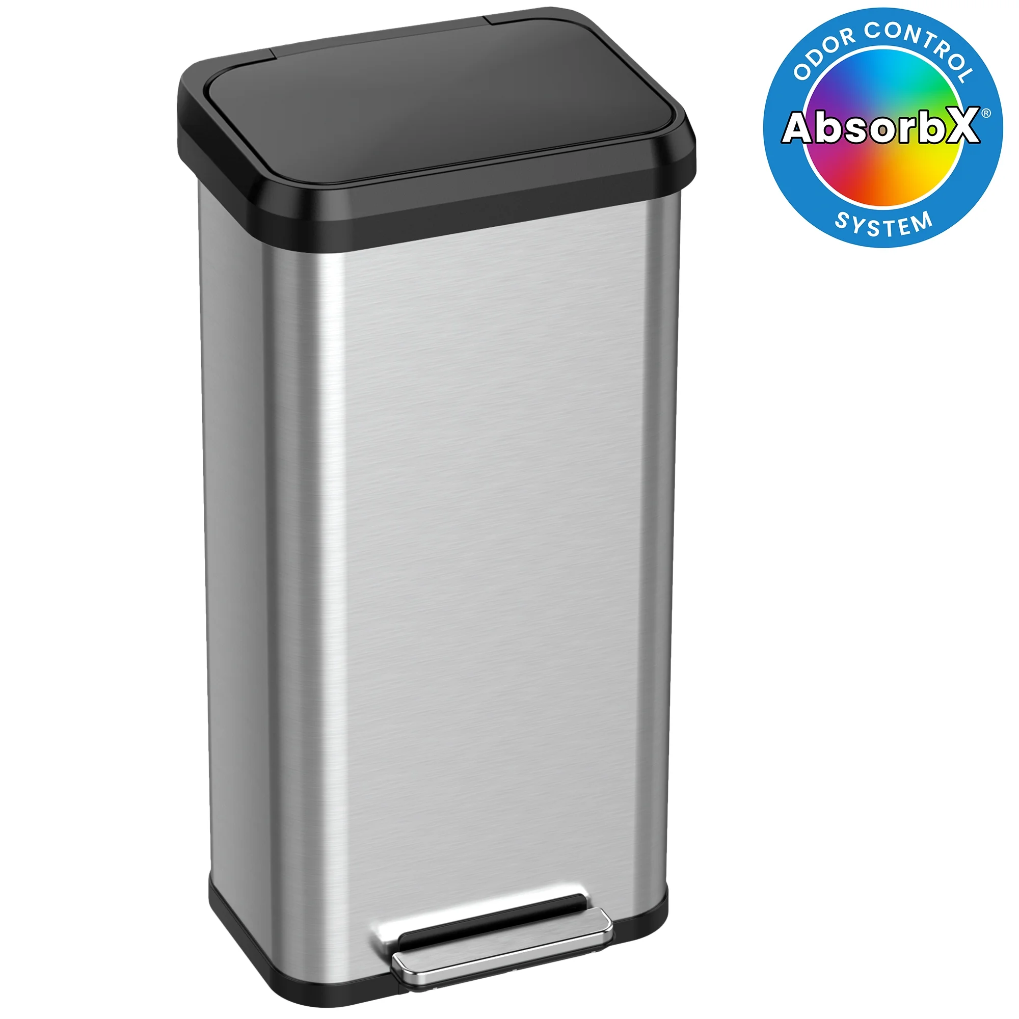 iTouchless SoftStep EXP 20 Gallon Step Pedal Trash Can with AbsorbX Odor Filter, Stainless Steel with Durable Plastic Lid, 75 Liter Garbage Bin for Kitchen, Home, Office, Business