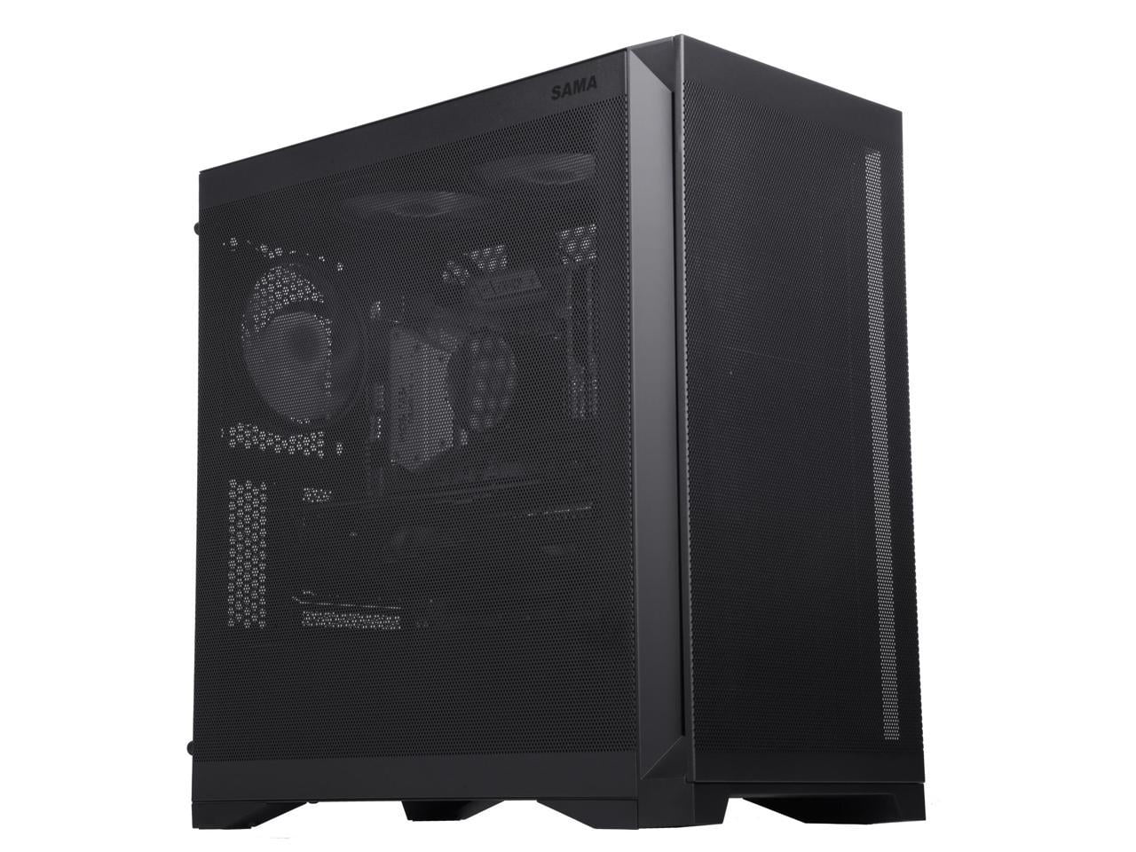 SAMA MATX/ITX Computer Case Tempered Glass Panel with 4 x ARGB Fans TYPE-C PC Gaming Case Black