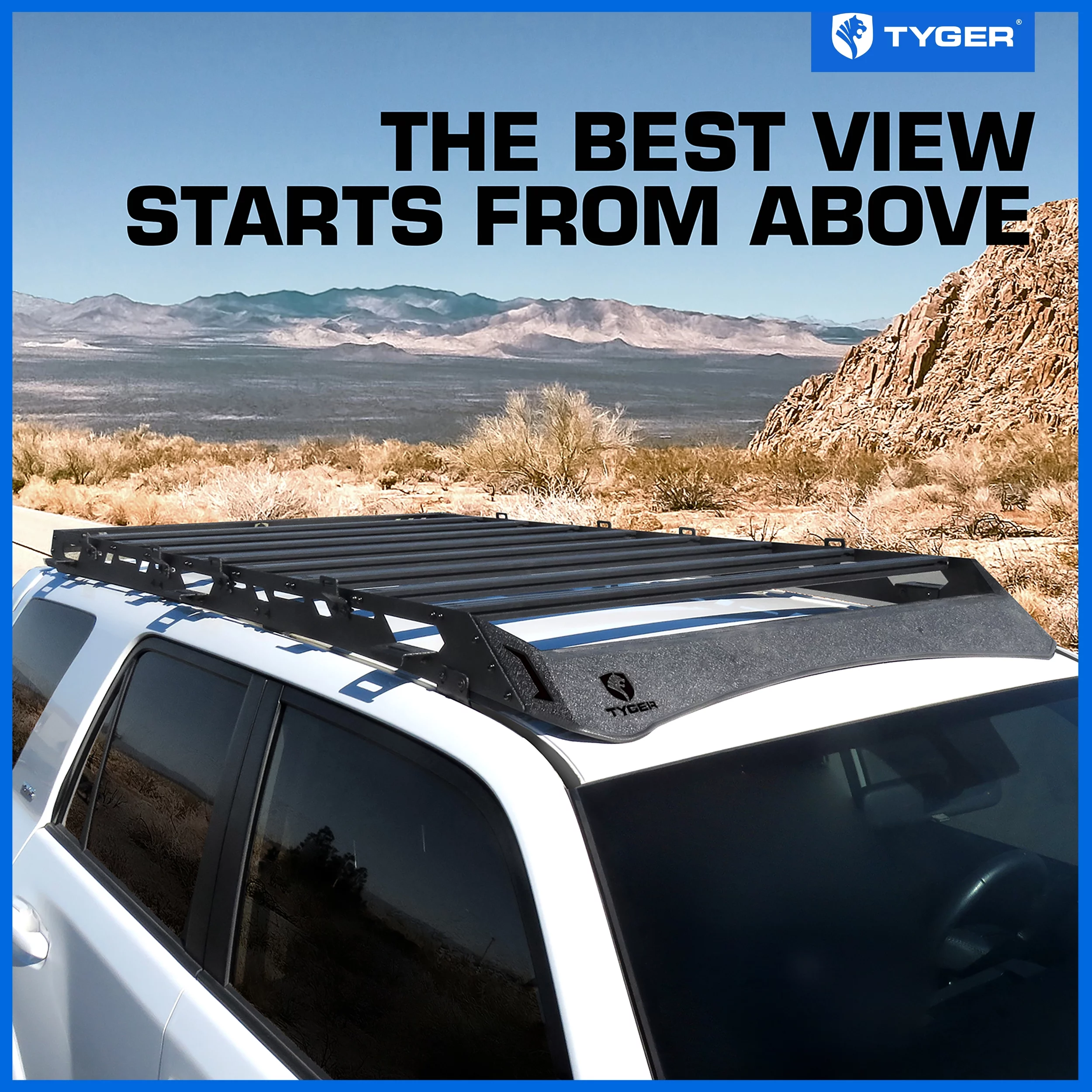 Tyger Auto Platform Style Roof Rack Compatible with 2010-2024 Toyota 4Runner | Cargo Storage Carrier for Outdoors Gear| Paintable Accent Inserts to Color Match | TG-RR1T33668