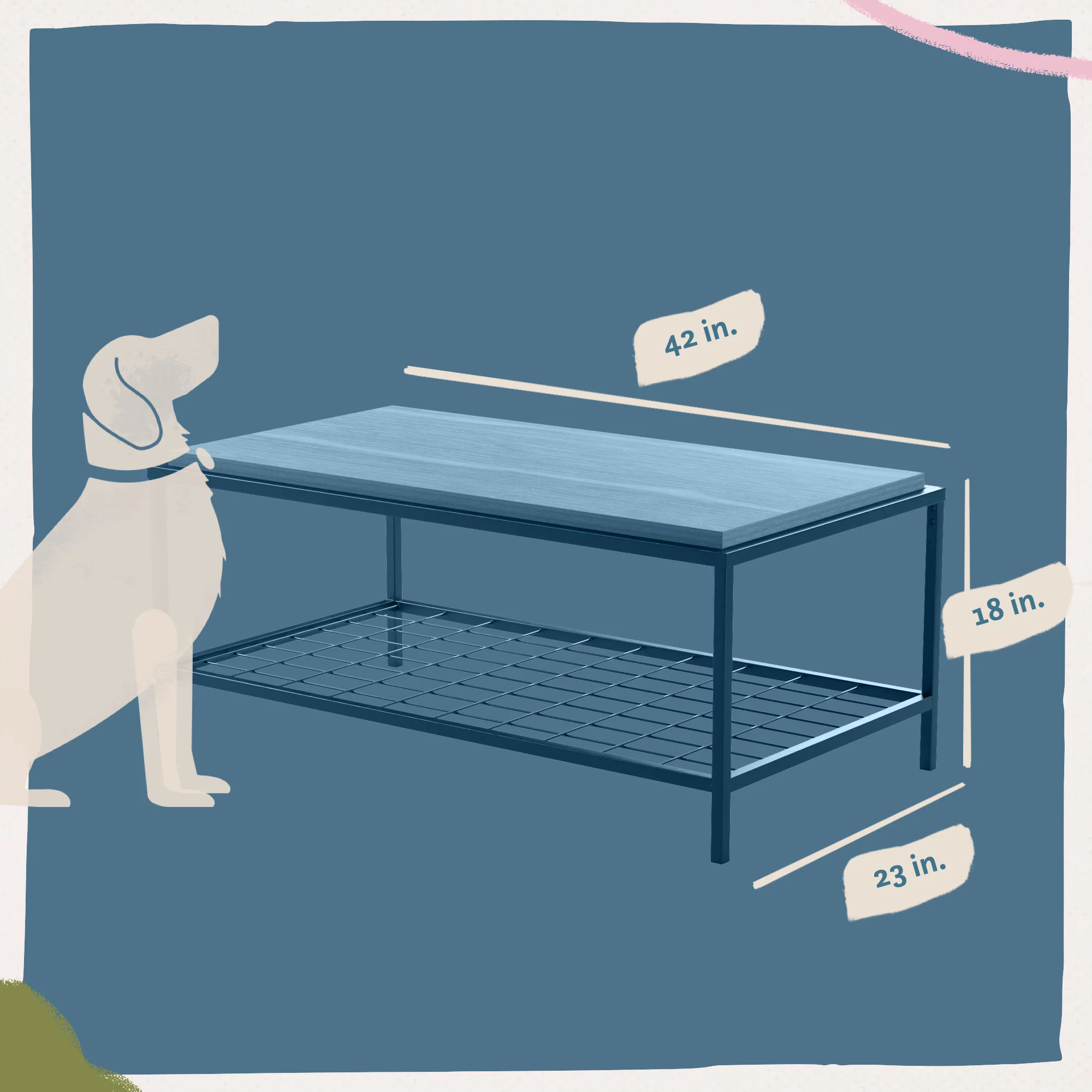 Mayview Collis Industrial Rectangle Wood and Metal Coffee Table, Ash