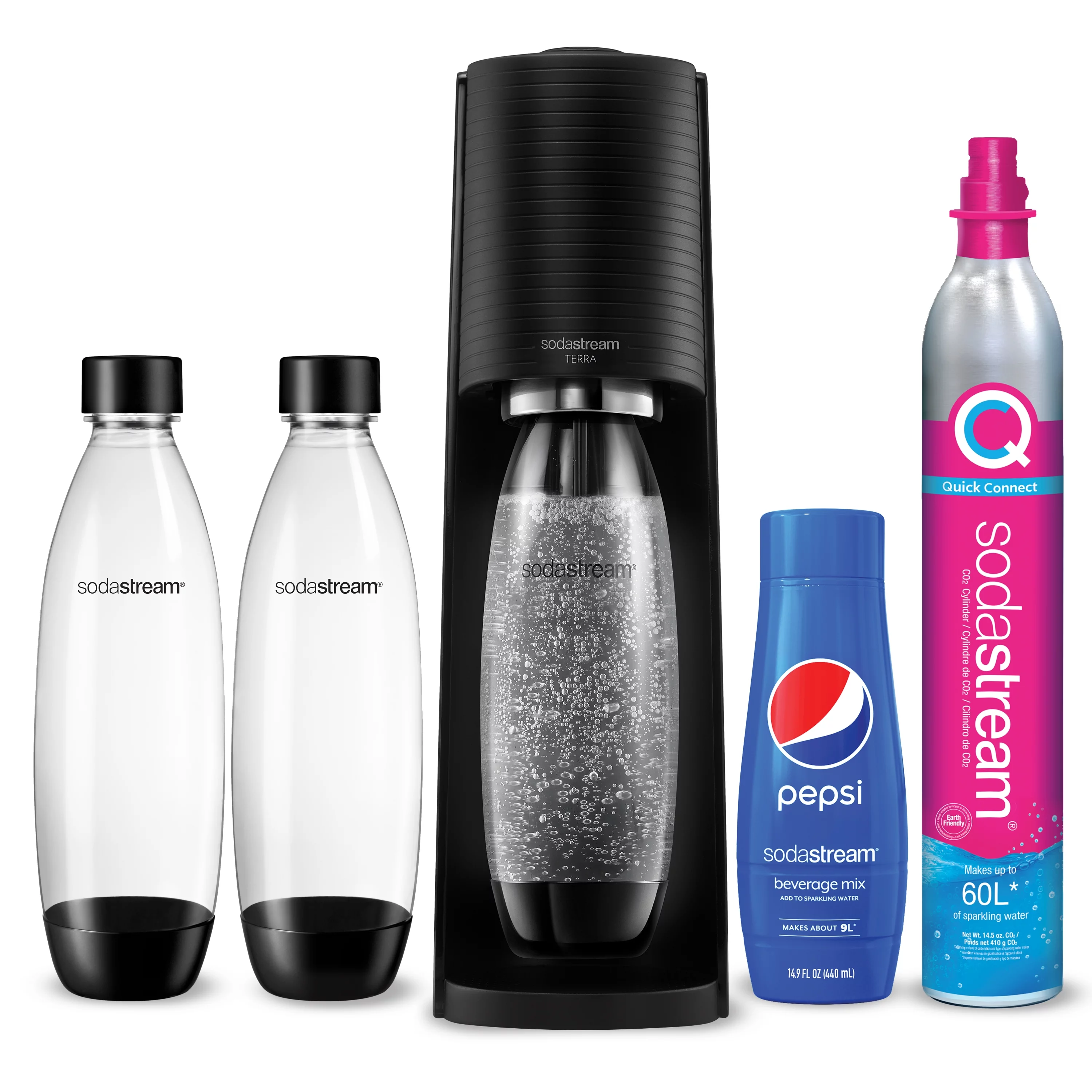 SodaStream Terra Black Sparkling Water Maker Bundle +Pepsi 440ml