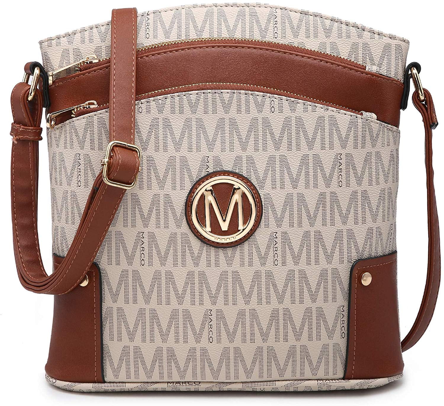 MKP Large Crossbody Bags for Women Monogram Triple Zip Pocket Cross Body Purses and Handbags