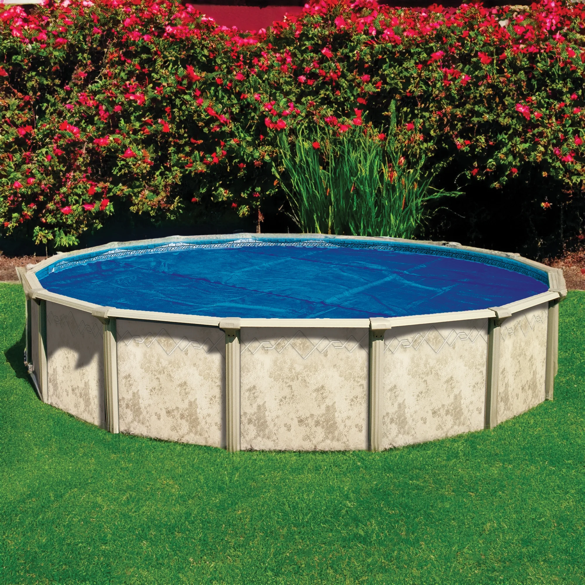 In The Swim 24' Premium Plus Blue/Black Round Solar Pool Cover 12 Mil For Solar Heating Above Ground Pools and Inground Pools