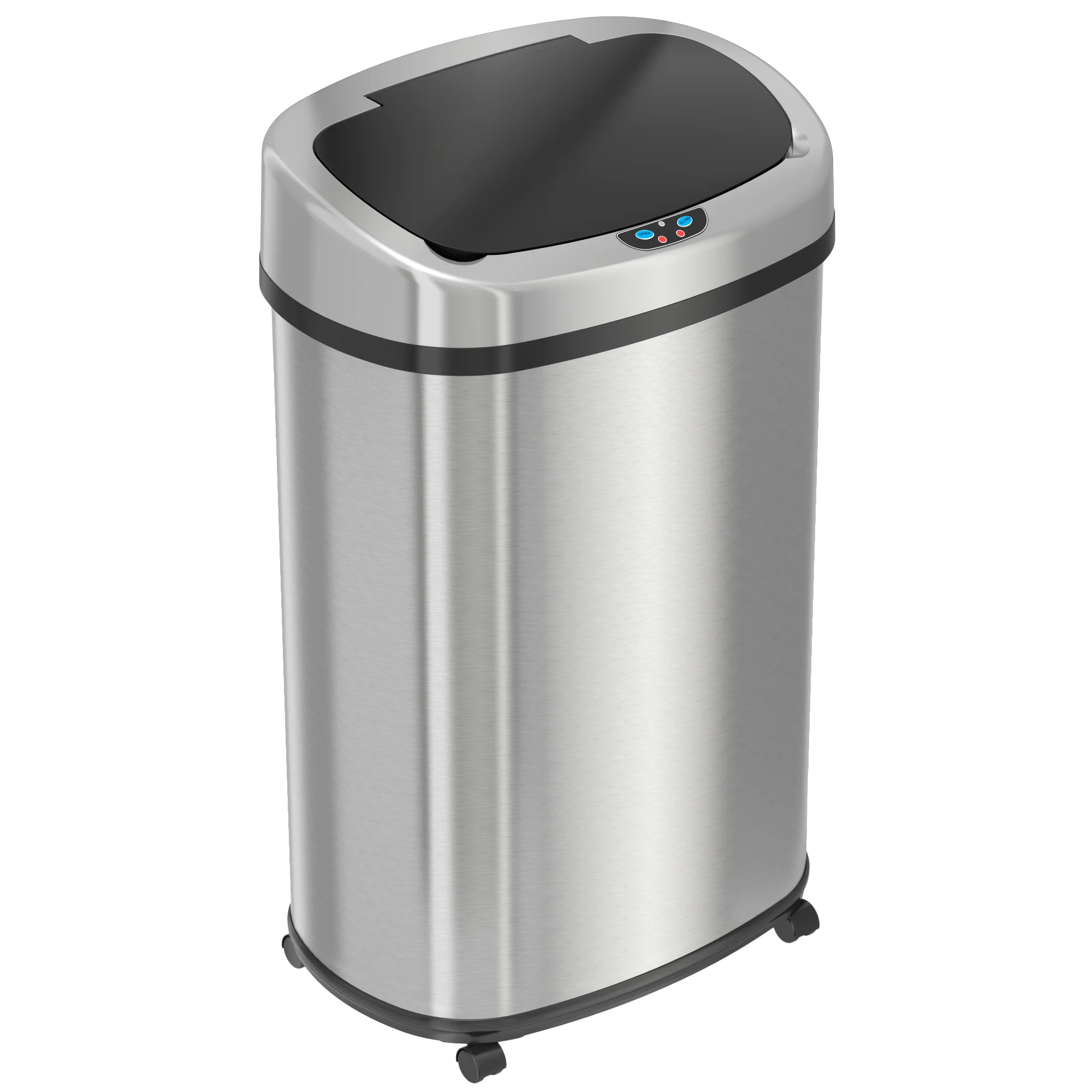 SensorCan 13 Gallon Stainless Steel Touchless Trash Can with AbsorbX Odor Filter and Removable Wheels