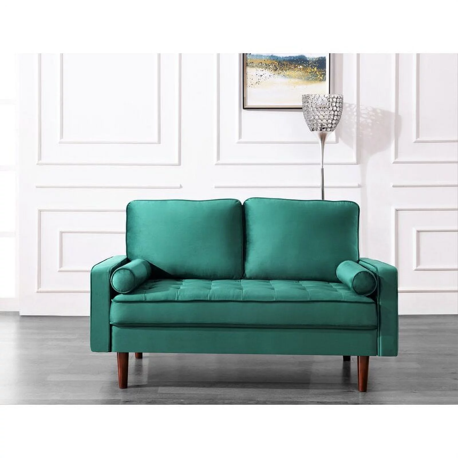 Uspridefurniture Womble 50.3'' Velvet Square Arm Loveseat -Green