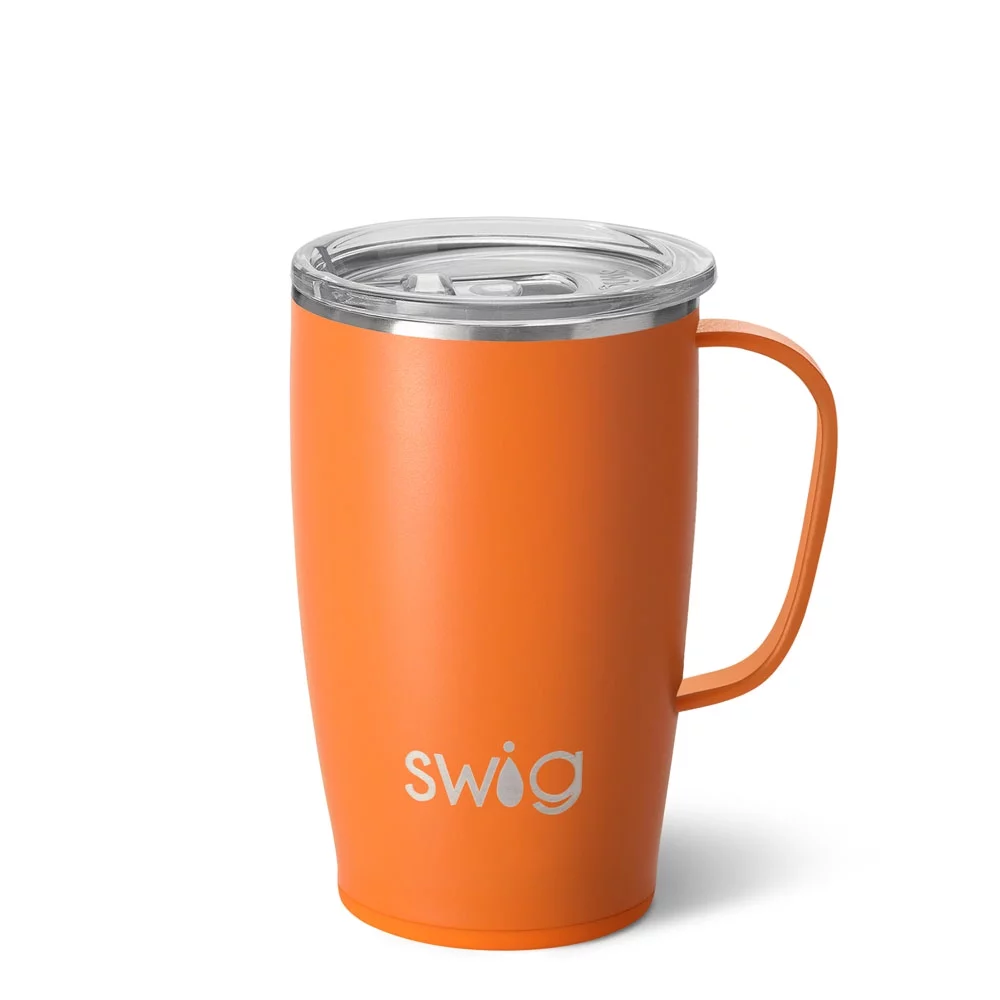 Swig Life 18oz Travel Mug | Insulated Stainless Steel Tumbler with Handle | Orange