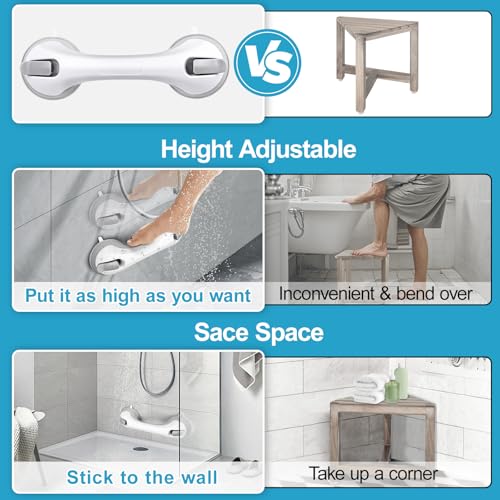 Shower Foot Rest for Wall, Shower Pedicure Foot Stool for Shaving Legs Bathroom Stool with Powerful Suction Cups Foot Stand for Inside Shower Suitable for Small Shower Spaces
