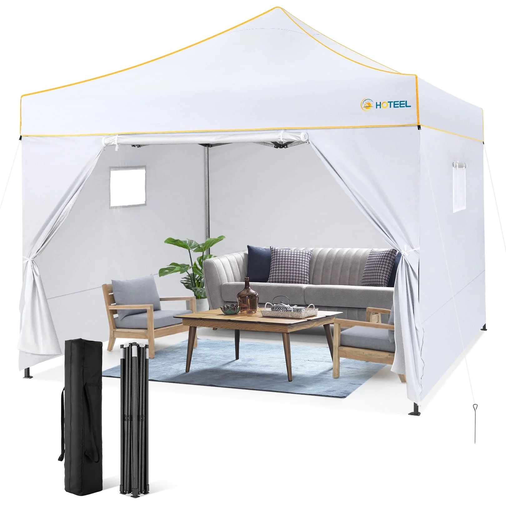 COBIZI Canopy 10x10 Pop Up Canopy Instant Tents for Party,Camping,Commercial,Waterproof Gazebo with 4 Removable Sidewalls, Carry Bag, Gray(Upgraded Frame&Windproof)