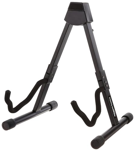 Amazon Basics Adjustable Folding Guitar Stand, A-shape, Fully Assembled - For School Music Program, Concerts & Multiple Users, Black
