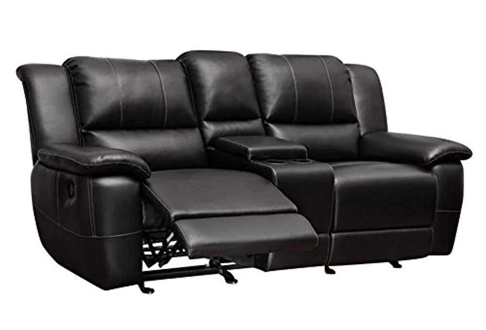 Coaster Lee Motion Sofa with Pillow Arms Black-Color:Black,Style:Transitional