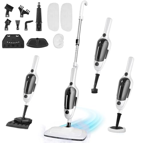 Steam Mop - 11-in-1 Steam Cleaner for Home with 15.2 OZ Water Tank & 23FT Power Cord, Detachable Steam Mops for Floor Cleaning MultiPurpose Steamer for Hardwood, Tile, Furniture with 11 Accessories