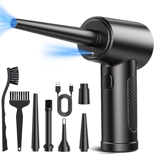 Compressed Air Duster, 3 Gear to 51000RPM Cordless Electric Air Duster, 6000mAh Rechargeable Air Blower with LED Light for Laptop Computer Camera Keyboard Cleaning Dust Hair Replace Compressed Air Can