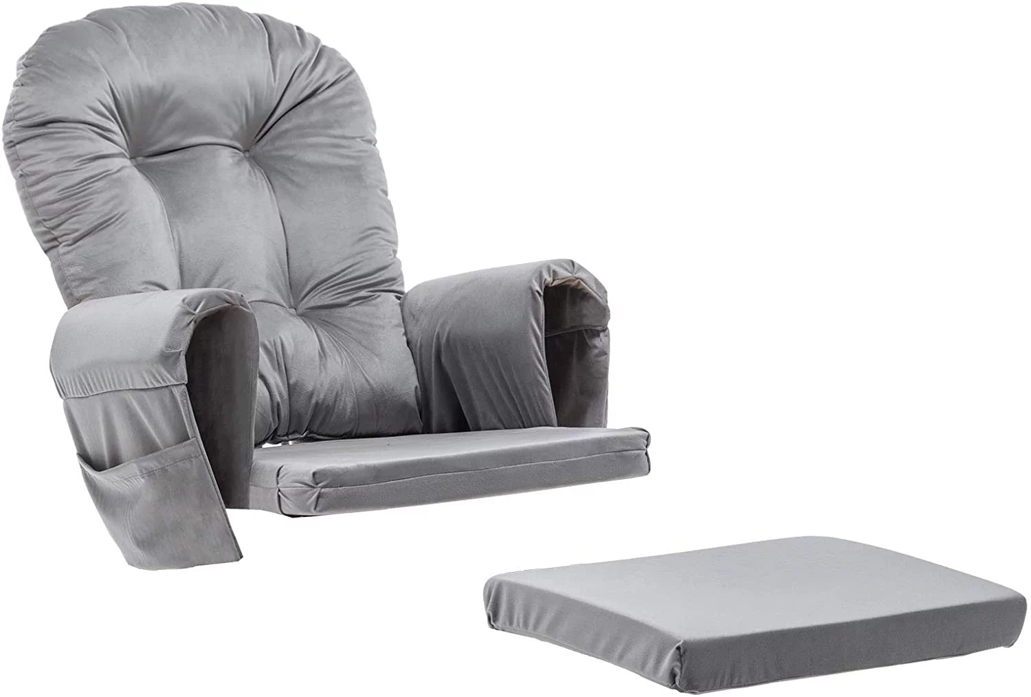 OKAKOPA Glider Rocker Cushion Replacement Velvet Washable for Rocking Chair Glider Ottomans, Gray