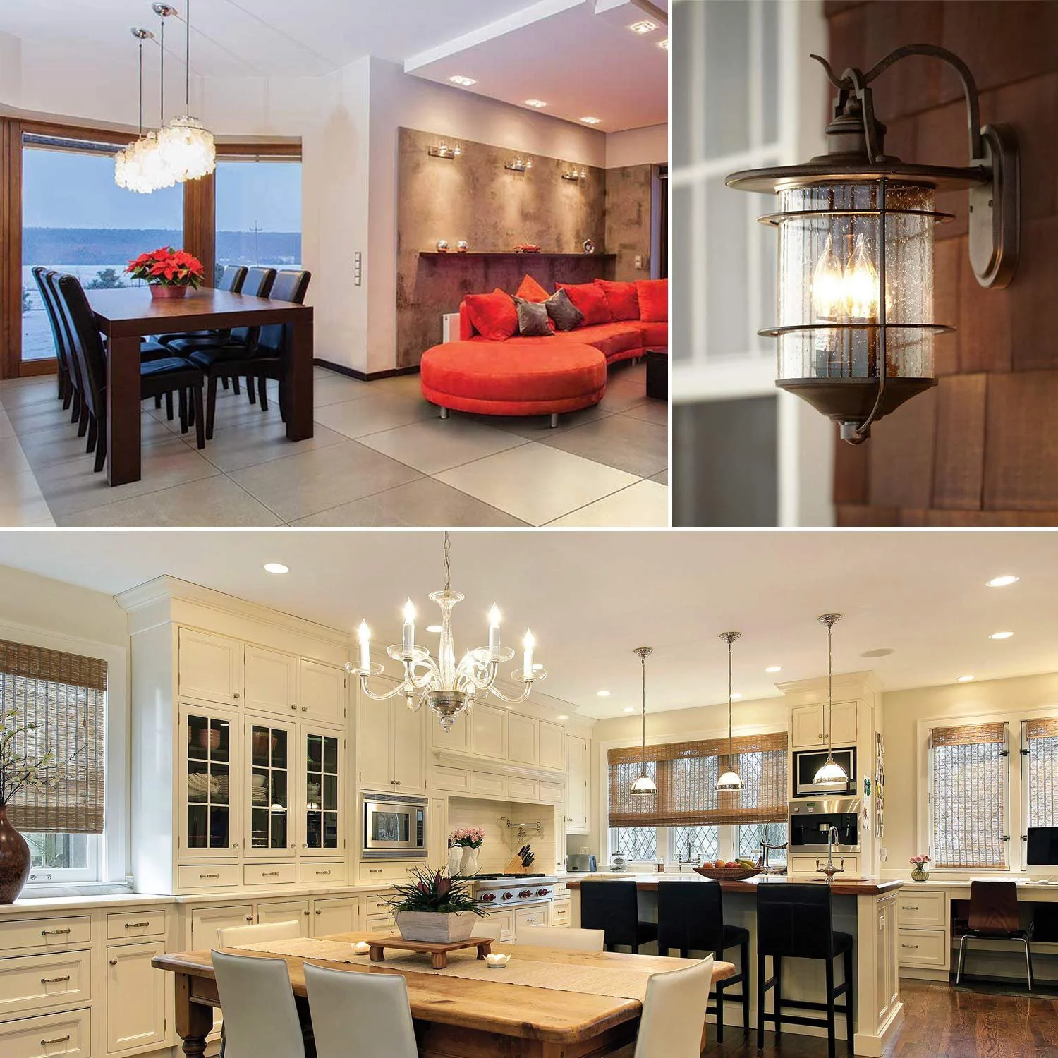 Luxrite 5W E12 Vintage Candelabra LED Dimmable Light Bulbs, 60W Equivalent 3000K Soft White, 550 Lumens, Flame Tip, 12-Pack