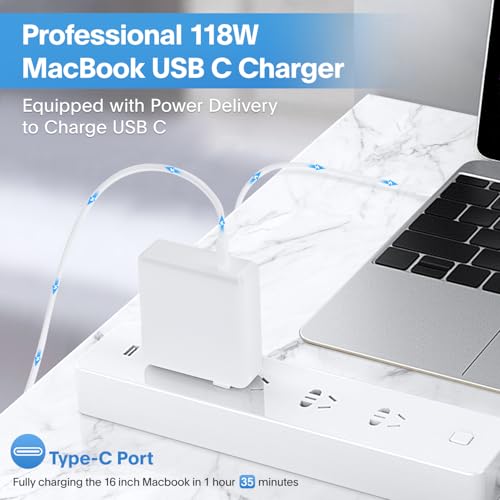 Mac Book Pro Charger - 118W USB C Charger Fast Charger Compatible with MacBook pro/Air, M1 M2 M3 M4, ipad Pro, Samsung Galaxy and All USB C Device, Include Charge Cable