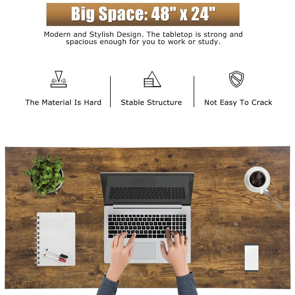 YRLLENSDAN 48 inch Computer Desk, Computer Table Work Desk Study Table Writing Table for Home Office, Vintage