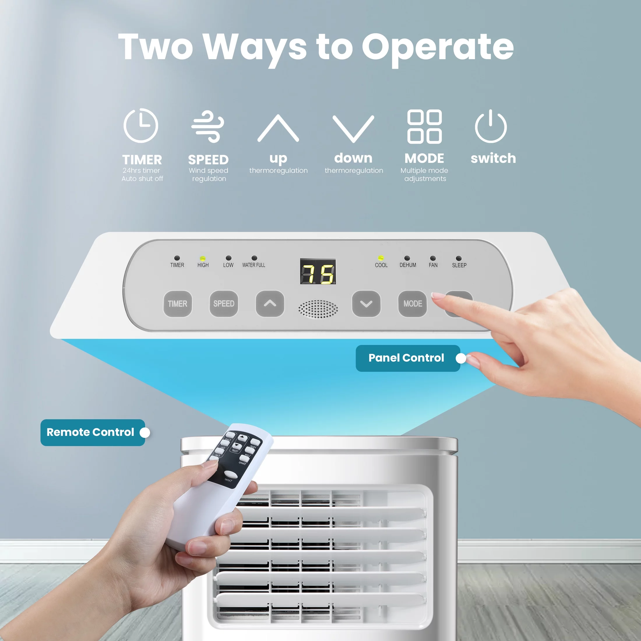 LHRIVER 5000BTU(8000 BTU ASHRAE) Portable Air Conditioner,Portable AC Unit for Room Up to 350 Sq.Ft,3 in 1 , Remote Control,Window Kit Included