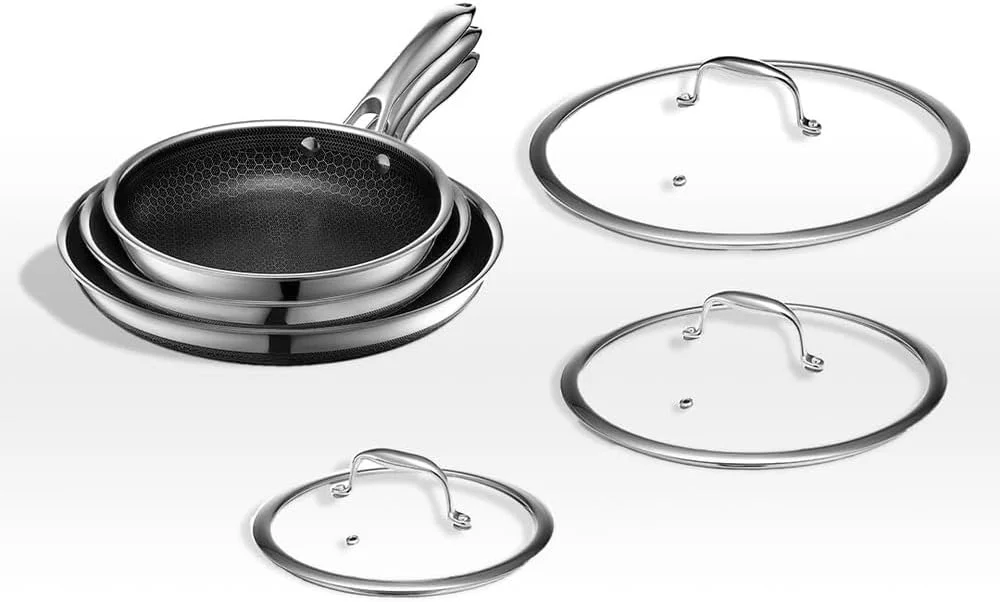 HexClad 6 Piece Hybrid Stainless Steel Cookware Pan Set 8