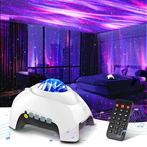 Northern Galaxy Light Aurora Projector with 33 Light Effects, Night Lights LED Star Projector for Bedroom Nebula Lamp, Remote Control, White Noises, Bluetooth Speaker for Parties