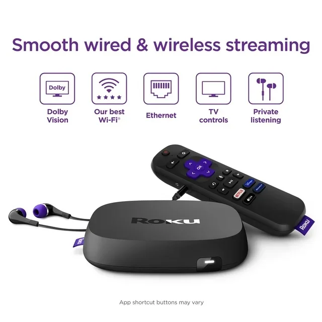Roku Ultra LT Streaming Device 4K/HDR/Dolby Vision/Dual-Band Wi-Fi with Roku Voice Remote and HDMI Cable, With 5ave HDMI Cable and USB Extension Cord