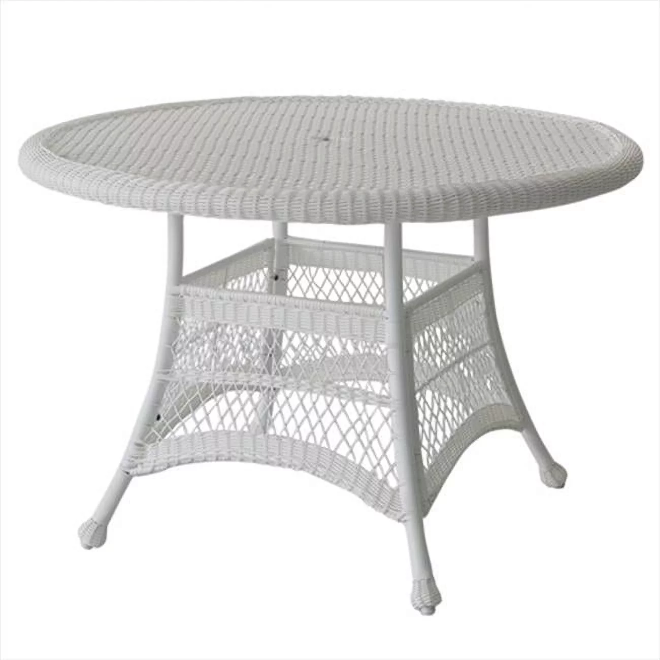 White Wicker 44 In. Round Dining Table