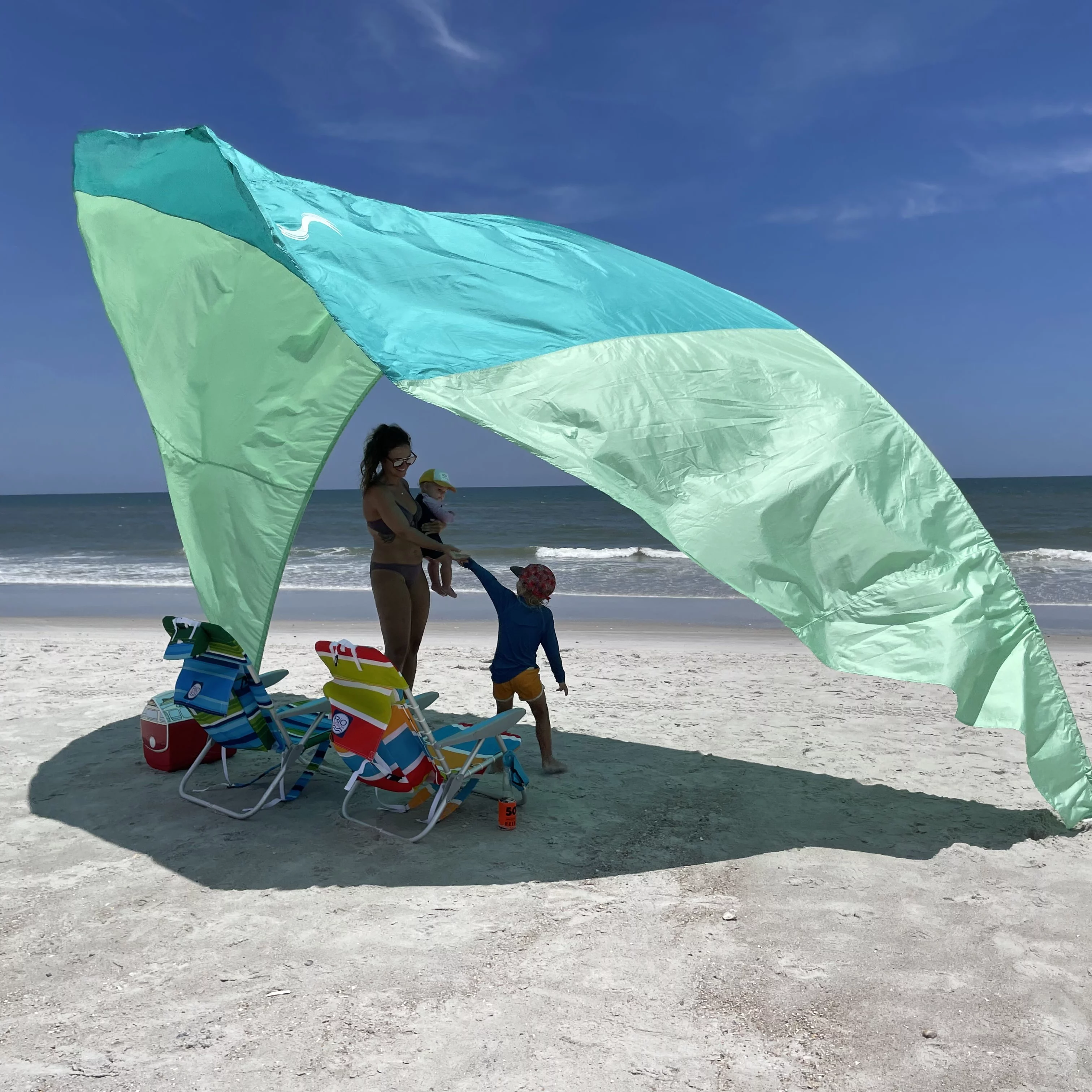 Sunsail Shade Beach Shade Tent - UV 50 Plus Protection - Easy Setup - Shade for 6 Adults - American Crafted - Sea Green