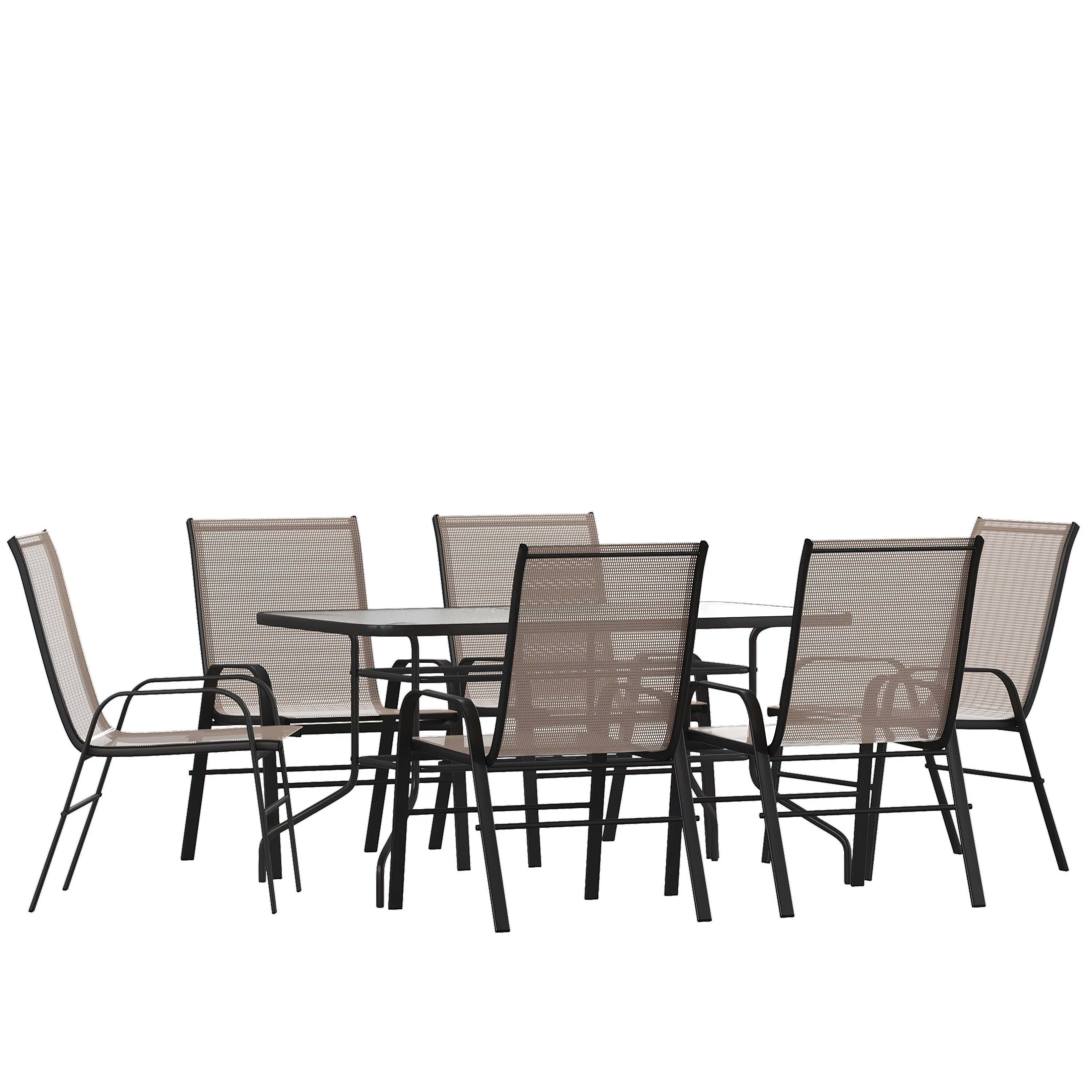 BizChair 7 Piece Outdoor Patio Dining Set - 55