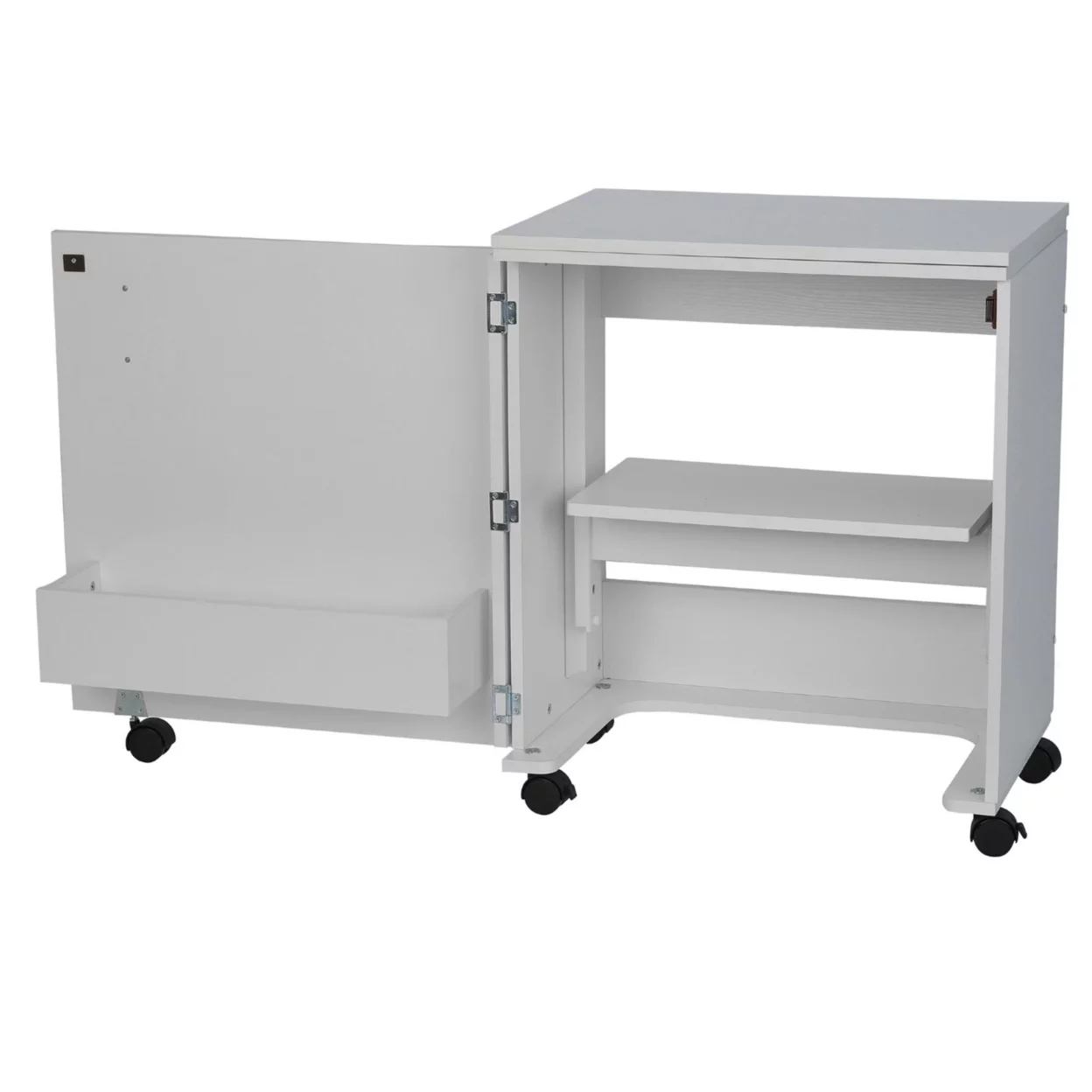 101 Judy Sewing and Craft Table with Storage and Adjustable 3-Position Lift, White