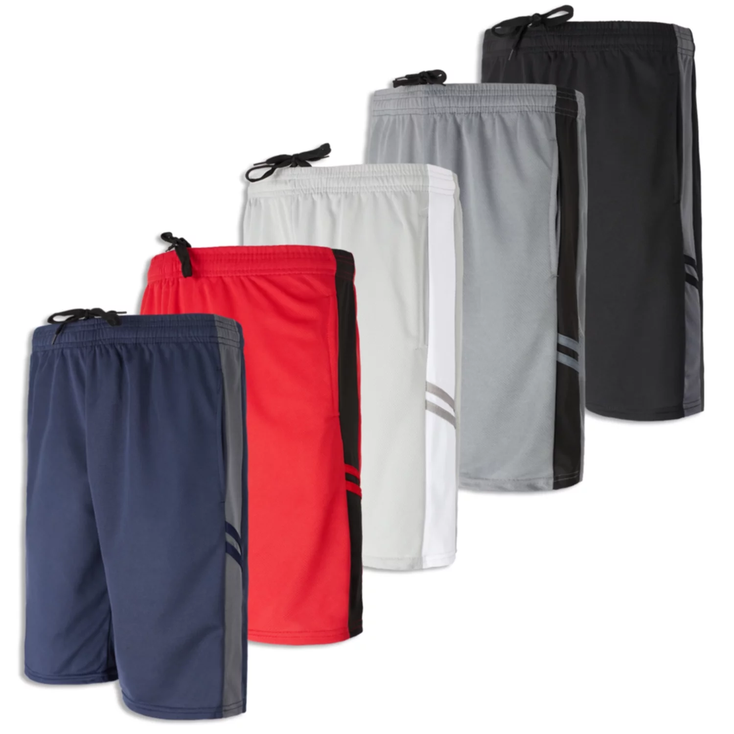 Real Essentials Gym Classic Fit Short (Men's), 5 Count, 5 Pack
