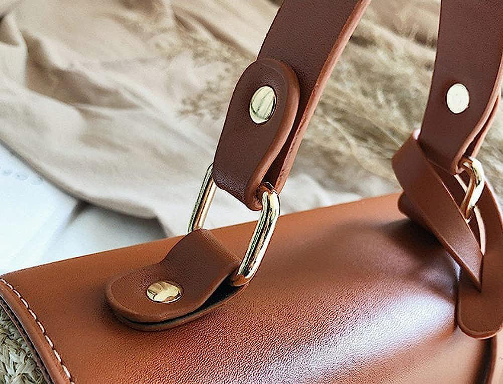 Straw Crossbody Bag for Women Hand Woven Shoulder Bag Leather Top Handle Small Boho Purse Rattan Beach Handbags