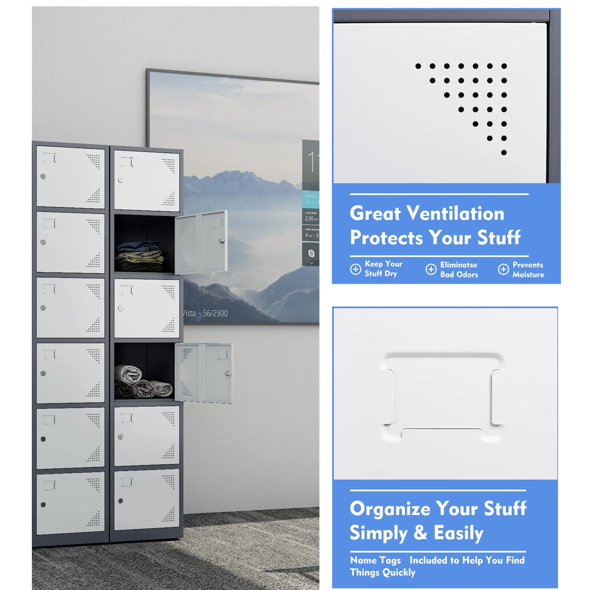 Fesbos Metal Locker with 6 Doors, Tall Steel Storage Lockers for Employees - 71