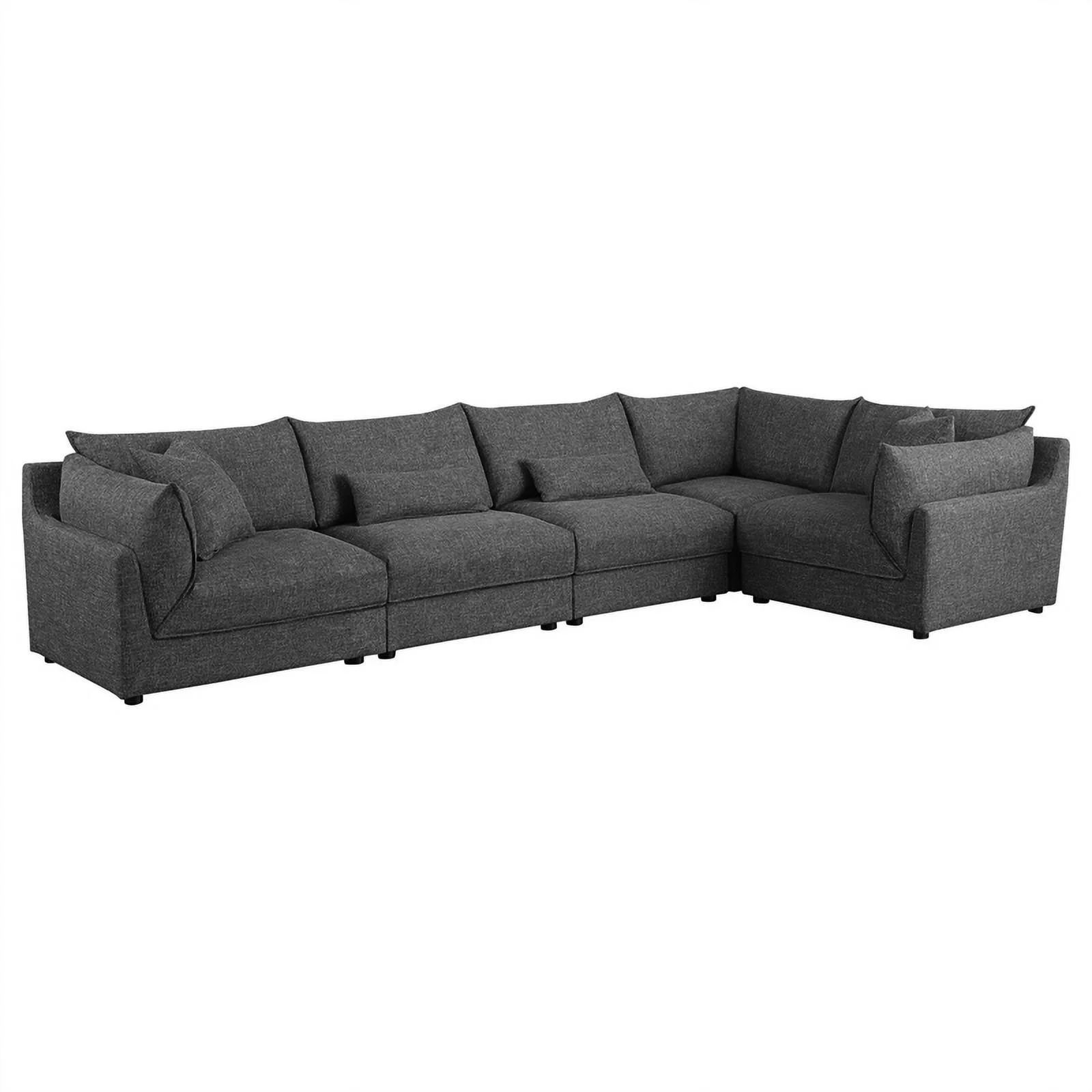 Coaster Sasha 6-Piece Upholstered Fabric Modular Sectional in Barely Black