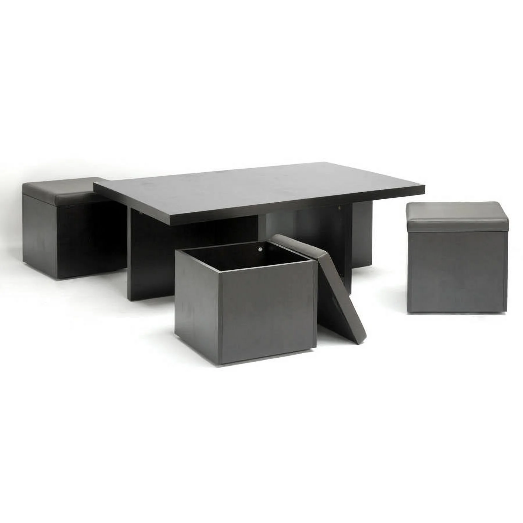 Prescott Modern Table and Stool Set with Hidden Storage
