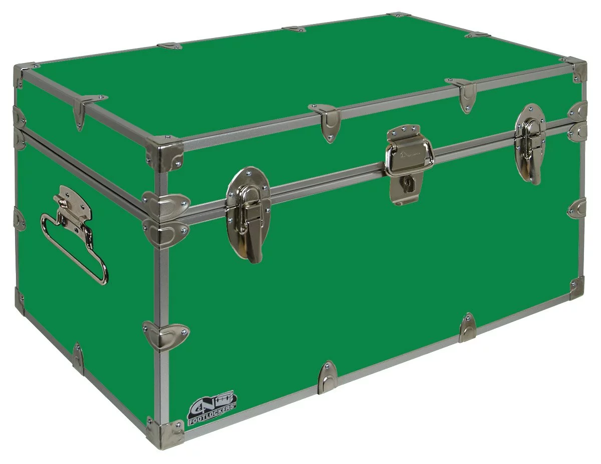 C&N Footlockers UnderGrad Storage Trunk - College Dorm Chest - Durable with Lid Stay - 32 x 18 x 16.5 Inches - Kelly Green