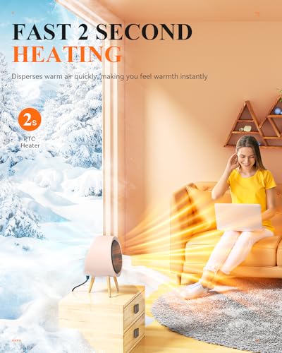 GAIATOP Space Heater, 1000W Energy Efficient Space Heater for Indoor Use, 3 Mode PTC Fast Heating Ceramic Electric Heater, Overheating & 45°Tip-Over Protection Portable Heater for Office Home White