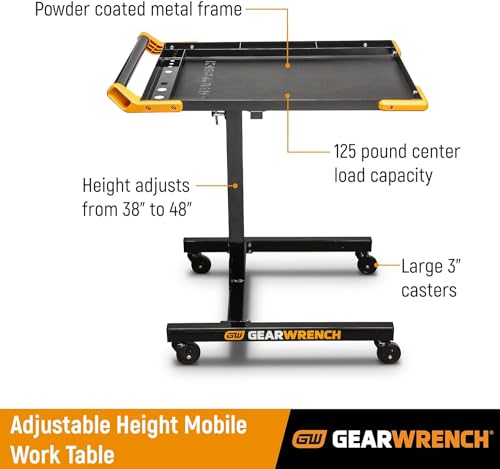 GEARWRENCH Adjustable Height Mobile Work Table 35 To 48