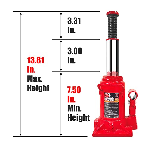 BIG RED 10 Ton (20,000 LBs) Torin Welded Hydraulic Car Bottle Jack for Auto Repair and House Lift, Red, TAM91003B