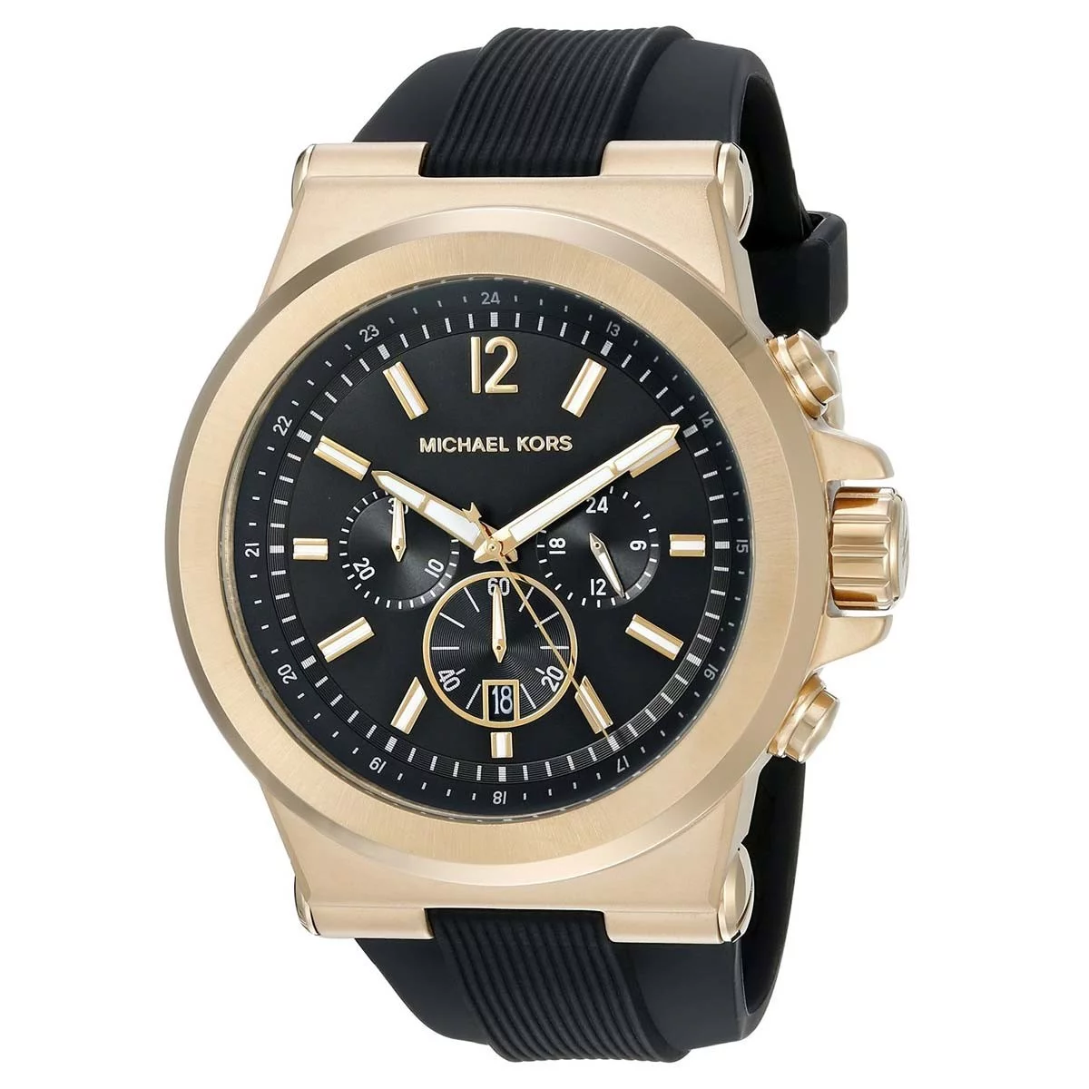 Michael Kors Men's Dylan Black Rubber Chronograph Watch MK8184
