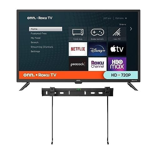 ONN 32-inch Roku Smart TV LED + Free Wall Mount with Wi-Fi Connectivity and Mobile App | Flat Screen TV Compatible with Apple Home Kit | Alexa and Google Assistant (Renewed)